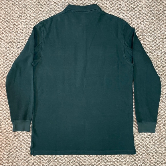 Duluth Trading Co Rib Long Sleeve Cotton Mountain Polo Shirt - Deep Hunter Green - Picture 2 of 13
